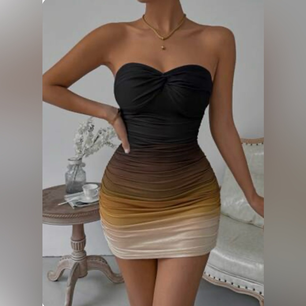 SHEIN Ombré Bodycon Mini Strapless Dress - Size 12 (XL) SOLD OUT on Shein